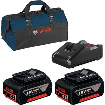 Bosch  GBA + GAL 18V-40 + 1619BZ0100 - Set 2 acumulatori si incarcator Li-Ion 18 V 4 Ah + Geanta textila