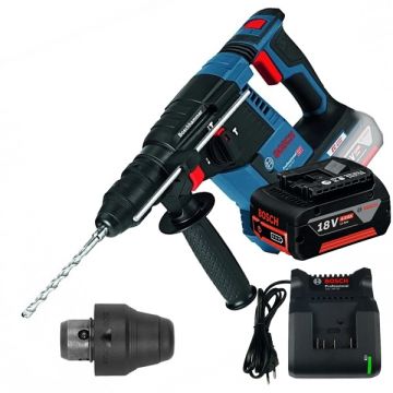 Bosch  GBH 18V-26 F + GBA + GAL 18V-20 - Rotopercutor SDS-Plus 2.6 J mandrina interschimbabila + Set 1 acumulator si incarcator Li-Ion 18 V 4 Ah