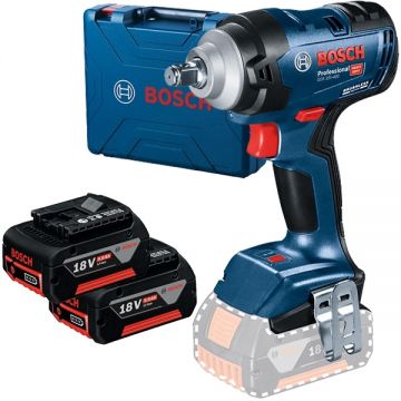 Bosch  GDS 18V-400 - Masina de insurubat cu impact 400 Nm M10-M20 valiza plastic + 2x  Acumulator Li-Ion 18 V 5 Ah
