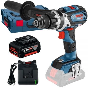 Bosch  GSB 18V-110 C + GBA + GAL 18V-20 - Masina de gaurit si insurubat cu percutie 110 Nm valiza speciala + Set 1 acumulator si incarcator Li-Ion 18 V 4 Ah
