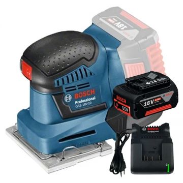 Bosch  GSS 18V-10 + GBA + GAL 18V-20 - Slefuitor cu vibratii 101x113 mm + Set 1 acumulator si incarcator Li-Ion 18 V 4 Ah