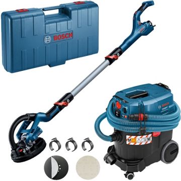 Bosch  GTR 550 + GAS 35 M AFC - Slefuitor pentru pereti 550 W 225 mm valiza plastic + Aspirator umed-uscat 1200 W 254 mbar 35 l priza scule electrice