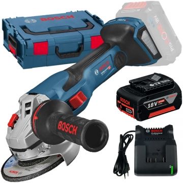 Bosch  GWS 18V-15 C BITURBO + GBA + GAL 18V-20 - Polizor unghiular 125 mm valiza speciala + Set 1 acumulator si incarcator Li-Ion 18 V 4 Ah
