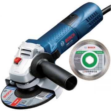 Bosch  GWS 7-125 + 2608602202 - Polizor unghiular 720 W 125 mm + Disc diamantat de taiere continuu 125x22.2x1.6 mm