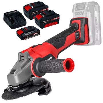 Einhell  AXXIO 18/125 Q PXC + Starter Kit + Twinpack - Polizor unghiular 125 mm + Set 1 acumulator si incarcator Li-Ion 18 V 2.5 Ah + Set 2 acumulatori Li-Ion 18 V 4 Ah