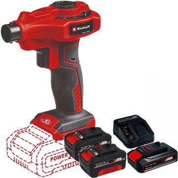Einhell  CE-AP 18 Li PXC + Starter Kit + Twinpack - Pompa pentru aer 0.053 bar + Set 1 acumulator si incarcator Li-Ion 18 V 2.5 Ah + Set 2 acumulatori Li-Ion 18 V 4 Ah