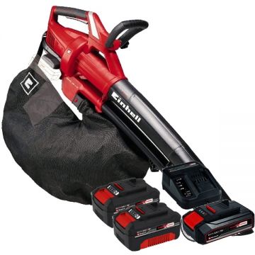 Einhell  GE-CL 36 Li E PXC + Starter Kit + Twinpack - Suflanta de gradina 195 m3/h + Set 1 acumulator si incarcator Li-Ion 18 V 2.5 Ah + Set 2 acumulatori Li-Ion 18 V 4 Ah