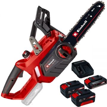 Einhell  GE-LC 18/25 Li PXC + Starter Kit + Twinpack - Drujba 25 cm 4.3 m/s + Set 1 acumulator si incarcator Li-Ion 18 V 2.5 Ah + Set 2 acumulatori Li-Ion 18 V 4 Ah