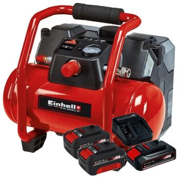 Einhell  TE-AC 36/6/8 Li OF Set PXC + Starter Kit + Twinpack - Compresor 6 l 130 l/min 8 bar + Set 1 acumulator si incarcator Li-Ion 18 V 2.5 Ah + Set 2 acumulatori Li-Ion 18 V 4 Ah