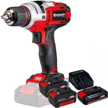 Einhell  TE-CD 18 Li E PXC + Starter Kit + Twinpack - Masina de gaurit si insurubat 47 Nm + Set 1 acumulator si incarcator Li-Ion 18 V 2.5 Ah + Set 2 acumulatori Li-Ion 18 V 4 Ah