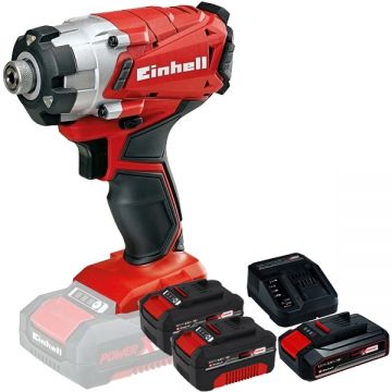 Einhell  TE-CI 18/1 Li PXC + Starter Kit + Twinpack - Masina de insurubat cu impact 140 Nm + Set 1 acumulator si incarcator Li-Ion 18 V 2.5 Ah + Set 2 acumulatori Li-Ion 18 V 4 Ah