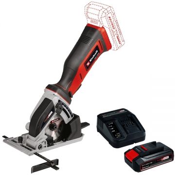 Einhell  TE-CS 18/89 Li PXC + Starter Kit - Fierastrau circular 89x10 mm + Set 1 acumulator si incarcator Li-Ion 18 V 2.5 Ah