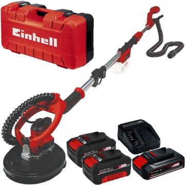 Einhell  TE-DW 18/225 Li BL PXC + Starter Kit + Twinpack - Slefuitor pentru pereti + Set 1 acumulator si incarcator Li-Ion 18 V 2.5 Ah + Set 2 acumulatori Li-Ion 18 V 4 Ah