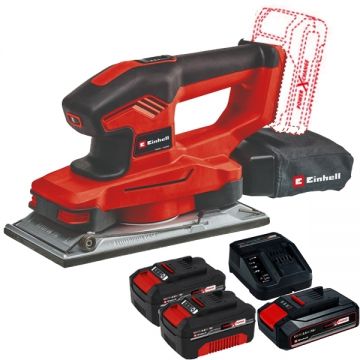 Einhell  TE-OS 18/230 Li PXC + Starter Kit + Twinpack  - Slefuitor cu vibratii 230x115 mm + Set 1 acumulator si incarcator Li-Ion 18 V 2.5 Ah + Set 2 acumulatori Li-Ion 18 V 4 Ah