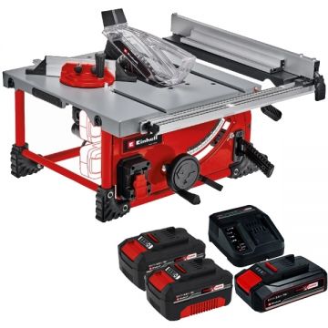 Einhell  TE-TS 36/210 Li PXC + Starter Kit + Twinpack - Fierastrau circular de masa 210x30 mm + Set 1 acumulator si incarcator Li-Ion 18 V 2.5 Ah + Set 2 acumulatori Li-Ion 18 V 4 Ah