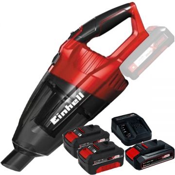 Einhell  TE-VC 18 Li PXC + Starter Kit + Twinpack - Aspirator 42 mbar + Set 1 acumulator si incarcator Li-Ion 18 V 2.5 Ah + Set 2 acumulatori Li-Ion 18 V 4 Ah
