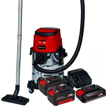 Einhell  TE-VC 36/25 Li S PXC + Starter Kit + Twinpack - Aspirator 150 mbar + Set 1 acumulator si incarcator Li-Ion 18 V 2.5 Ah + Set 2 acumulatori Li-Ion 18 V 4 Ah