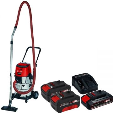 Einhell  TE-VC 36/30 Li S PXC + Starter Kit + Twinpack - Aspirator 150 mbar + Set 1 acumulator si incarcator Li-Ion 18 V 2.5 Ah + Set 2 acumulatori Li-Ion 18 V 4 Ah
