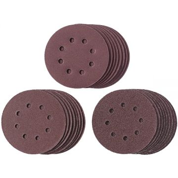Kwb  49491974 - Set foi abrazive rotunde 125 mm granulatie mixta 8 gauri 25 bucati