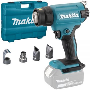 Makita  DHG180ZK - Suflanta cu aer cald fara acumulatori si incarcator Li-Ion 18 V - Ah 200 l/min led iluminare valiza plastic accesorii