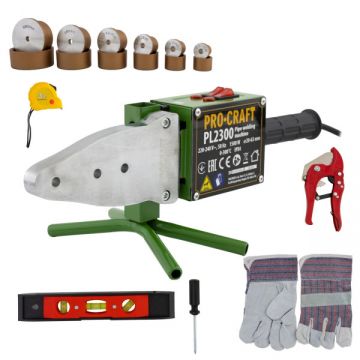 Aparat de Lipit Tevi Polipropilena, PPR ProCraft PL2300, 2300 W, 300 Grade C, Trusa Lipit Tevi cu 6 bac-uri