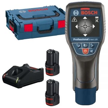 Bosch  D-tect 120 + 1600A019RD - Detector de metale 120 mm + Set 2 acumulatori si incarcator Li-Ion 12 V 3 Ah