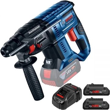 Bosch  GBH 180-LI + 1600A016GF - Rotopercutor SDS-Plus 2 J + Set 2 acumulatori si incarcator Li-Ion 18 V 4 Ah