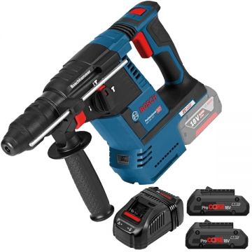 Bosch  GBH 18V-26 + 1600A016GF- Rotopercutor SDS-Plus 2.6 J + Set 2 acumulatori si incarcator Li-Ion 18 V 4 Ah