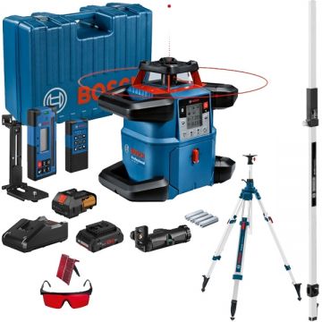 Bosch  GRL 600 CHV + BT 300 HD + GR 240 - Nivela laser rotativa 60 m valiza plastic + Trepied 2950 mm 5/8 inch + Rigla pentru nivela laser 2.4 m