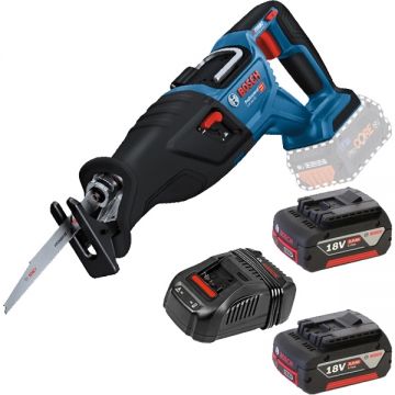Bosch  GSA 185-LI + 1600A00B8J - Fierastrau sabie + Set 2 acumulatori si incarcator Li-Ion 18 V 5 Ah