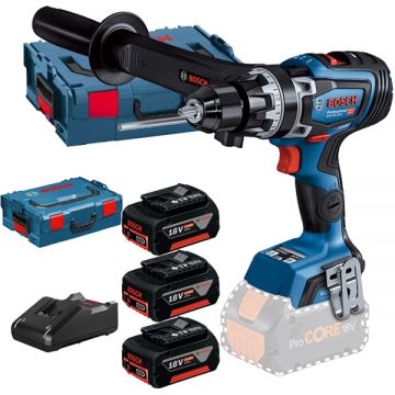 Bosch  GSB 18V-150 C - Masina de gaurit si insurubat cu percutie 150 Nm valiza speciala + Set 3 acumulatori si incarcator Li-Ion 18 V 5 Ah valiza speciala