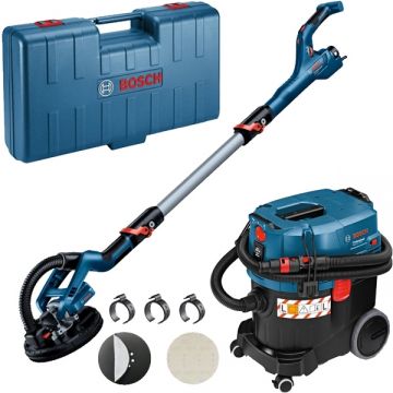 Bosch  GTR 550 + GAS 35 L SFC - Slefuitor pentru pereti 550 W 225 mm valiza plastic + Aspirator umed-uscat 1200 W 254 mbar 35 l priza scule electrice