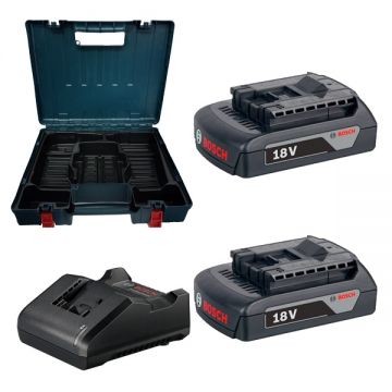 Bosch - Set 2 acumulatori si incarcator Li-Ion 18 V 2 Ah valiza plastic