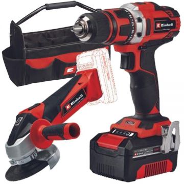 Einhell  TE-TK 18/2 Li Kit (CD+AG) PXC - Masina de gaurit si insurubat 18 V 40 Nm + Polizor unghiular 18 V 115 mm 1 acumulator 18 V 4 Ah accesorii valiza textila