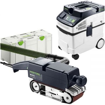 Festool  BS 75 E-Plus + CLEANTEC CT 25 E-Set - Slefuitor cu banda 1010 W 533x75 mm valiza speciala + Aspirator umed-uscat 1200 W 240 mbar 25 l