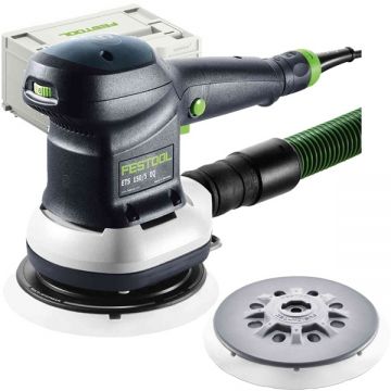 Festool  ETS 150/5 EQ-Plus + FUSION-TEC - Slefuitor cu excentric 310 W 150 mm valiza speciala + Talpa de slefuit 150 mm
