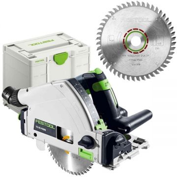Festool  TS 55 FEBQ-Plus + LAMINATE/HPL HW - Fierastrau circular 1200 W 160x20 mm valiza speciala + Panza fierastrau circular panouri laminate 160x20x2.2 mm 48 dinti