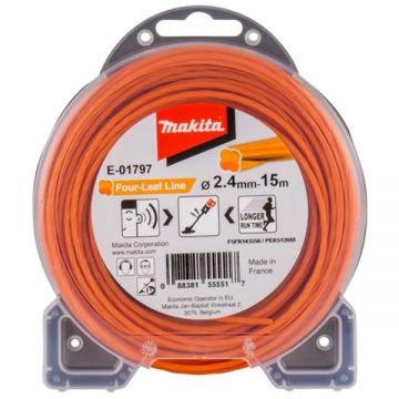 Makita  E-01797 - Fir de taiere 2.4 mm 15 m forma trifoi cu patru foi