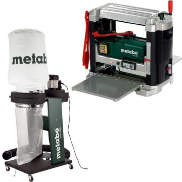 Metabo  DH 330 + SPA 1200 - Masina de rindeluit si degrosat 1800 W 330 mm cutite reversibile monofazata + Aspirator pentru rumegus 550 W 65 l 250 l/sec 100 mm