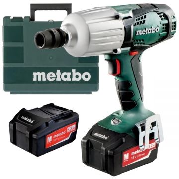 Metabo  SSW 18 LTX 600 - RESIGILAT - Masina de insurubat cu impact cu 2 acumulatori Li-Ion 18 V 5.2 Ah 600 Nm M6-M18 led iluminare valiza plastic