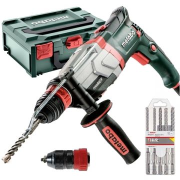 Metabo  UHEV 2860-2 Quick + Bosch Plus-5X - Rotopercutor SDS-Plus 1100 W 3.4 J mandrina interschimbabila valiza speciala + Set burghie SDS-Plus 6-10  mm 5 bucati