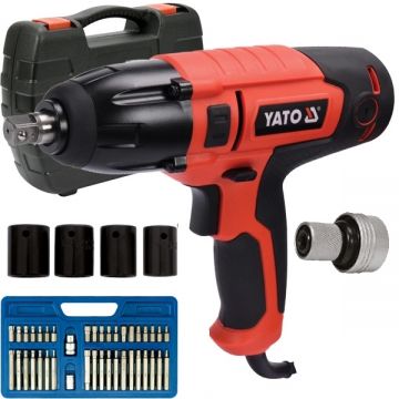 Yato  YT-82020 + Vorel - 66410 - Masina de insurubat cu impact 450 W 450 Nm - patrat 1/2 inch valiza plastic accesorii + Set capete de insurubare mixte 40 bucati