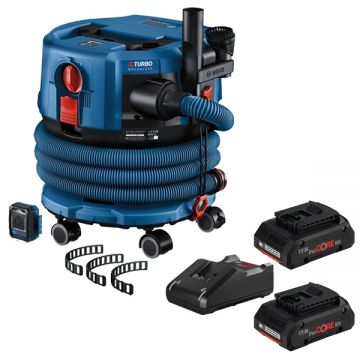 Bosch  GAS 18V-12 MC + ProCORE + GAL 18V-40 - Aspirator 140 mbar accesorii + Set 2 acumulatori si incarcator Li-Ion 18 V 4 Ah