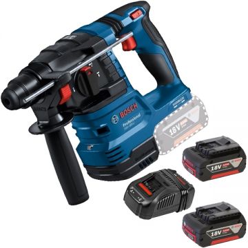 Bosch  GBH 185-LI + 1600A00B8J - Rotopercutor SDS-Plus 1.9 J + Set 2 acumulatori si incarcator Li-Ion 18 V 5 Ah