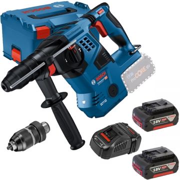 Bosch  GBH 18V-28 CF + 1600A00B8J - Rotopercutor SDS-Plus 3.3 J mandrina interschimbabila valiza speciala + Set 2 acumulatori si incarcator Li-Ion 18 V 5 Ah