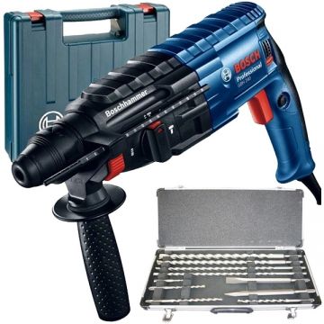 Bosch  GBH 240 + Makita - D-42385 - Rotopercutor SDS-Plus 790 W 2.7 J valiza plastic + Set SDS-Plus 8 burghie 2 dalti cutie metal
