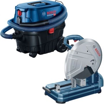 Bosch  GCO 14-24 J + GAS 12-25 PL - Debitator metale stationar 2400 W 355x25.4 mm disc abraziv + Aspirator umed-uscat 1250 W 200 mbar 25 l priza scule electrice