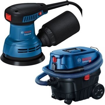 Bosch  GEX 125 + GAS 12-25 PL - Slefuitor cu excentric 290 W 125 mm + Aspirator umed-uscat 1250 W 200 mbar 25 l priza scule electrice