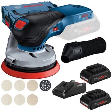 Bosch  GEX 18V-125 + M480 + ProCORE + GAL 18V-40 - Slefuitor cu excentric 125 mm valiza speciala + Set 2 acumulatori si incarcator Li-Ion 18 V 4 Ah