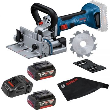 Bosch  GFF 18V-22 + 1600A00B8J - Masina de frezat pentru dibluri plate 22 mm + Set 2 acumulatori si incarcator Li-Ion 18 V 5 Ah